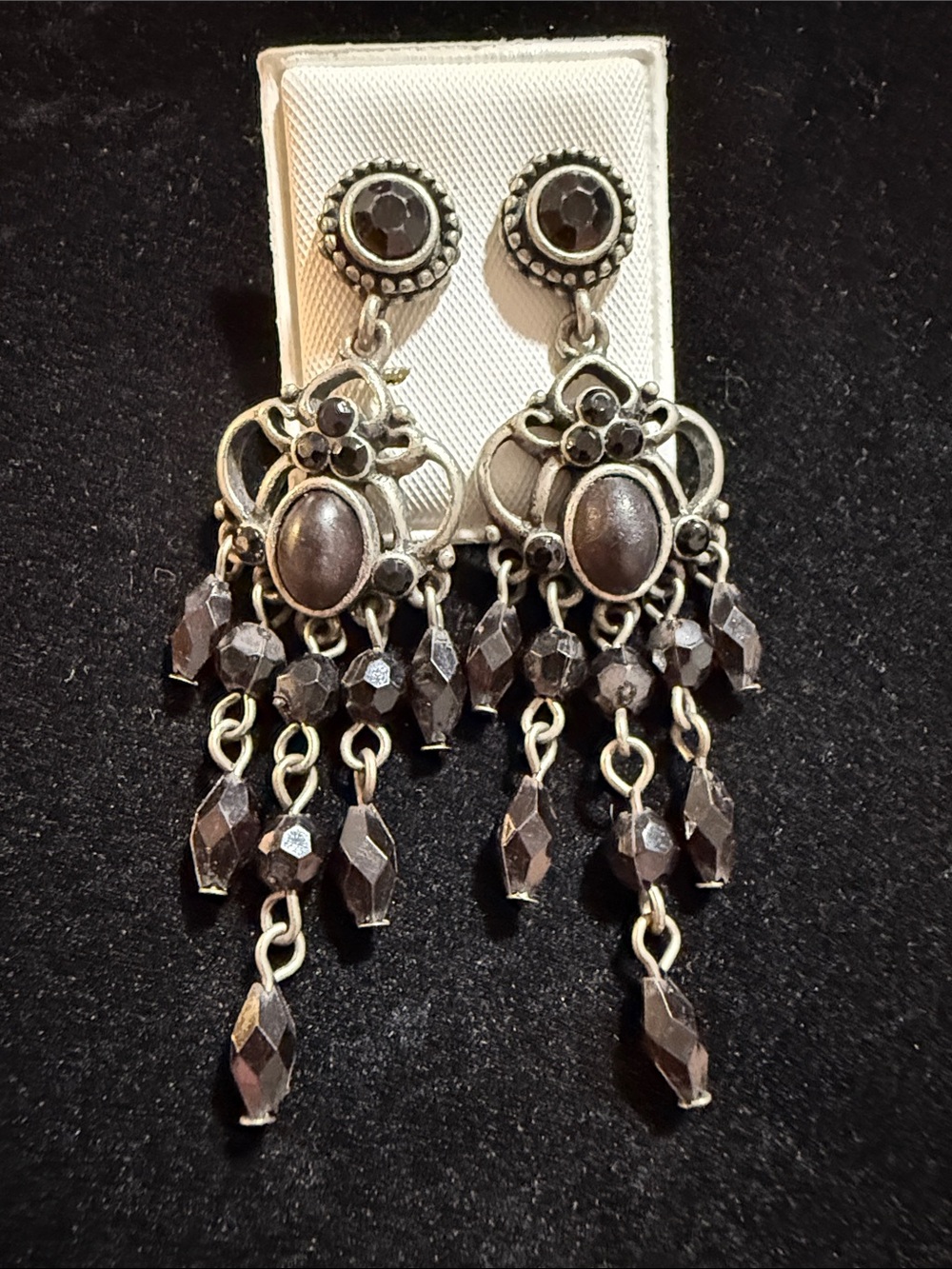 1928 Brand Women’s Vintage-Inspired Black Beaded Chandelier Earrings 2.5”